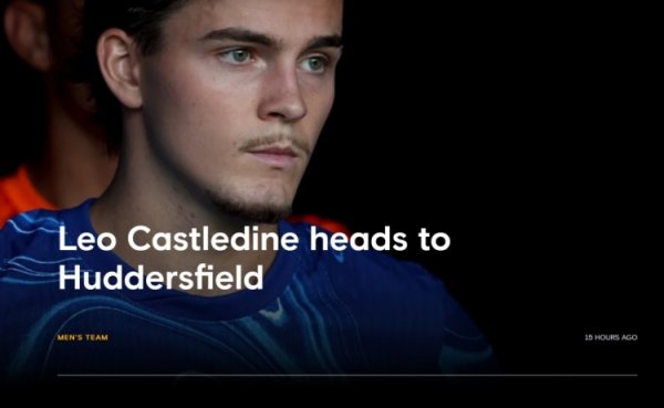 官方：切尔西19岁中场球员卡斯尔丁外租英甲哈德斯菲尔德，租期一赛季